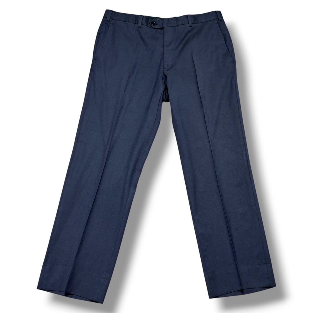 Armani Collezioni Wool Silk Dress Pants Trousers Flat Front Navy Blue 35x29